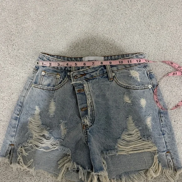 Miss Lola Light Blue Distressed Jean Shorts - Picture 5 of 7